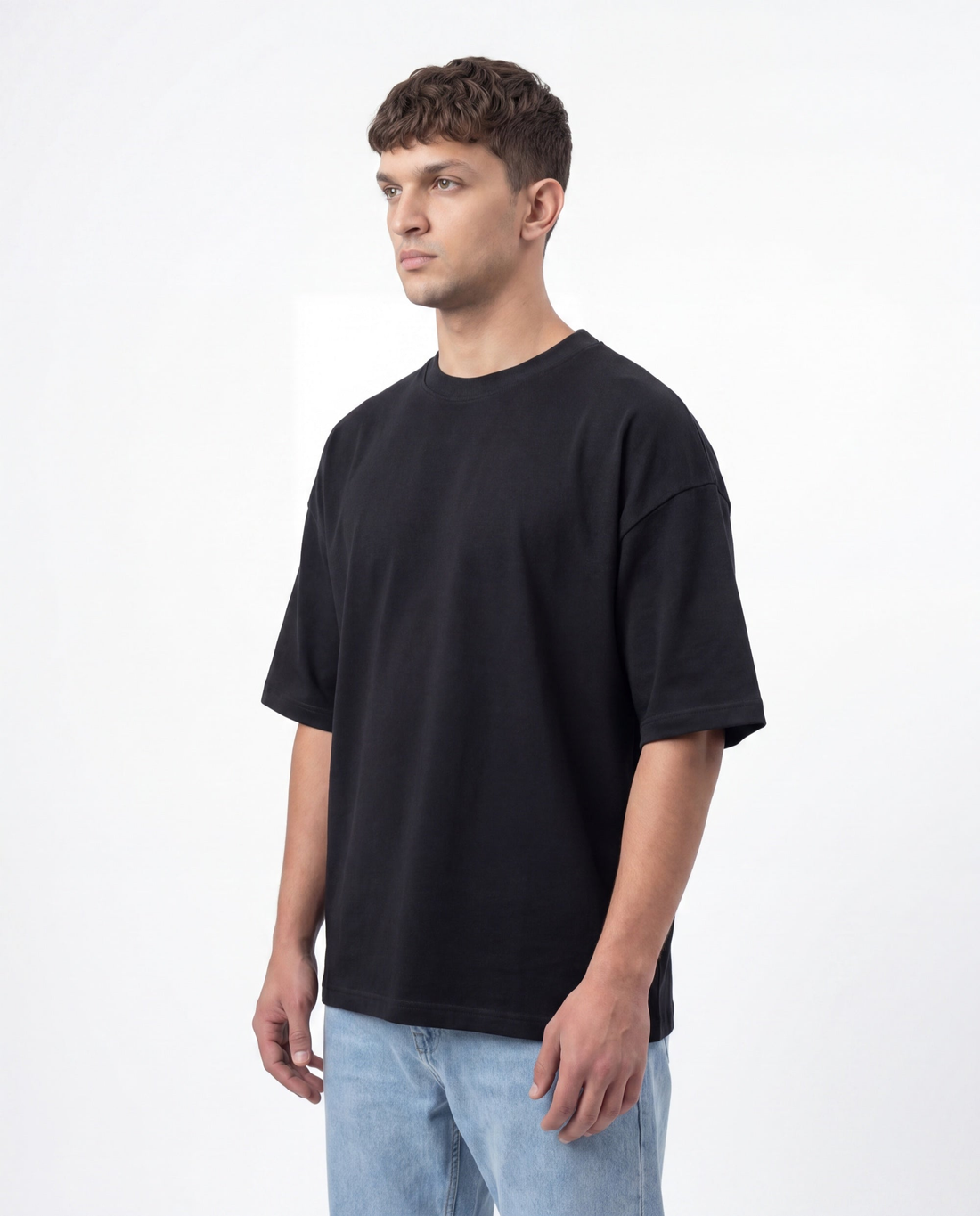 Blanks plain black oversized drop-shoulder tee by Elzari