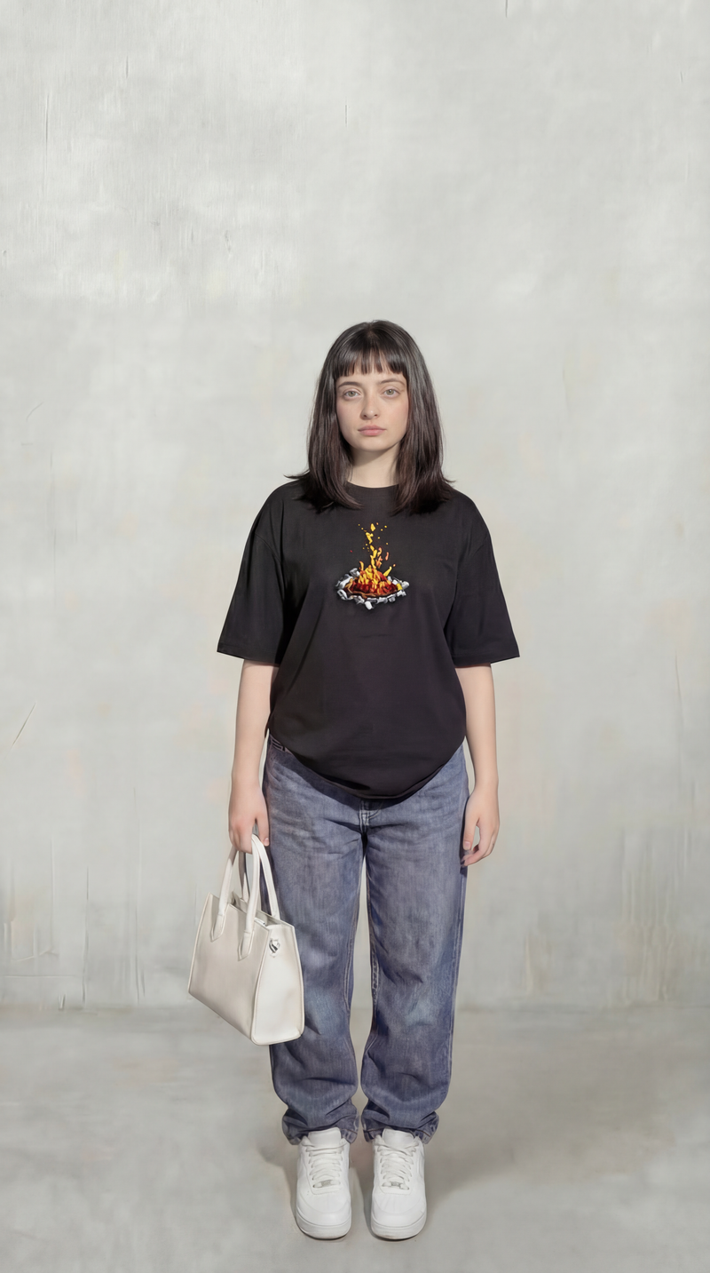 The Wildfire (Embroidered) - Drop Shoulder Tee