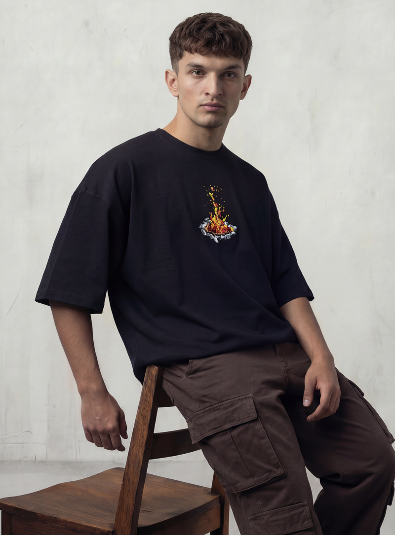 The Wildfire (Embroidered) - Drop Shoulder Tee