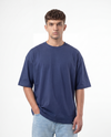 Blanks plain blue oversized drop-shoulder tee by Elzari